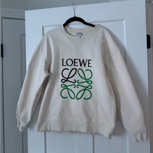 Loewe Cream Anagram Sweater with Green Design size M